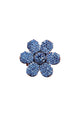 Anel Avelina jeans de flor com strass azuis banhado no vintage