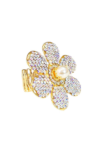 Anel Samara de flor boreal banhado no dourado