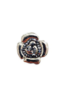 Anel Aletéia de flor prata com strass hematite