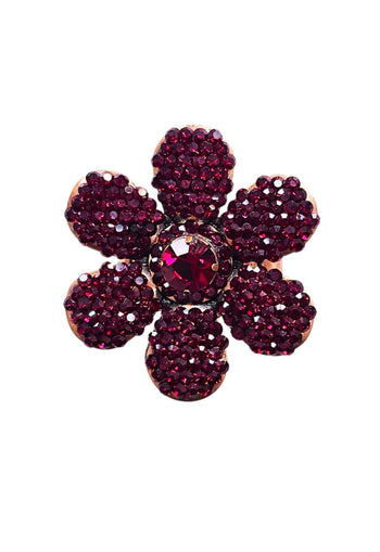 Anel Amira de flor vermelha banhado no vintage