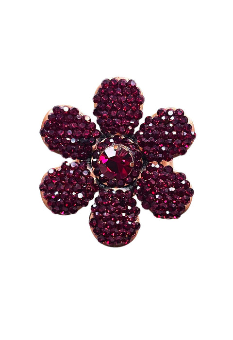 Anel Amira de flor vermelha banhado no vintage