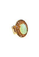 Anel Marbella: Pedras Douradas e Verde Água no Dourado | Acessório de Luxo