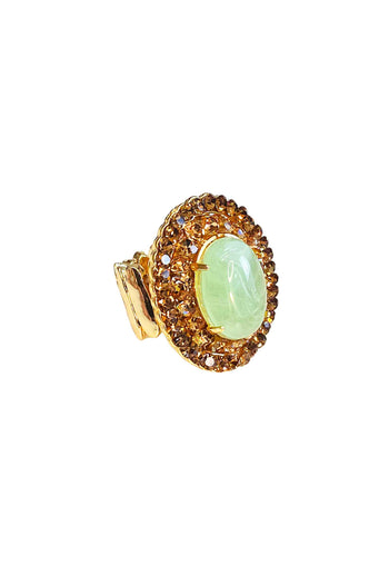 Anel Marbella: Pedras Douradas e Verde Água no Dourado | Acessório de Luxo
