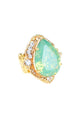 Anel Euforia de pedras verde menta e strass cristal banhado no dourado