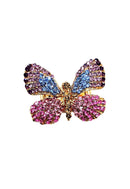 Anel Indira gold de borboleta colorida banhado no dourado