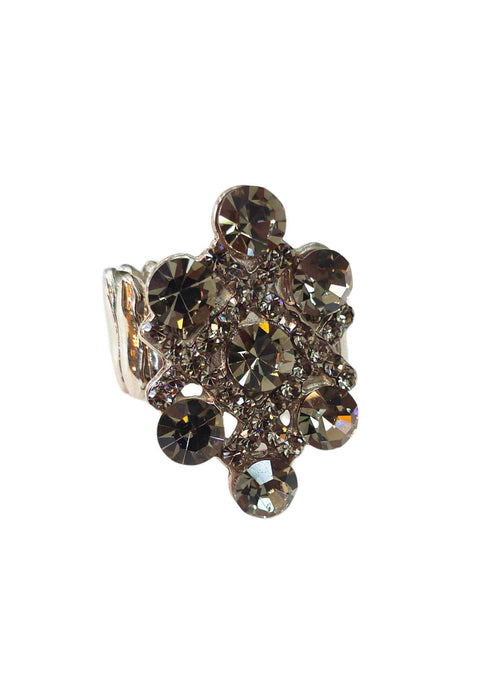 Anel Marli Silver: Moda Festa com Pedras Black Diamond no Prata | Charme e Elegância