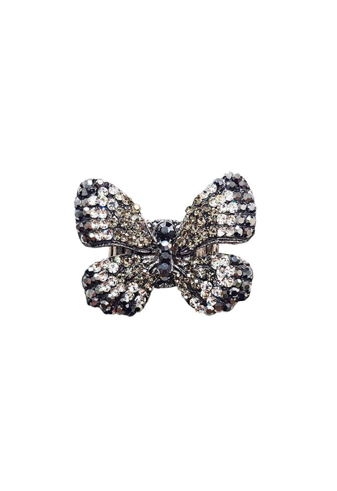 Anel Indira onix de borboleta grafite banhado no onix