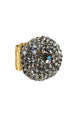 Anel Zilá redondo com pedras black diamond banhado no ouro velho