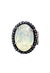 Anel Jenifer oval com pedra opal e hematite banhado no grafite