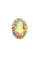 Anel Luz Divina dourado com pedras boreal