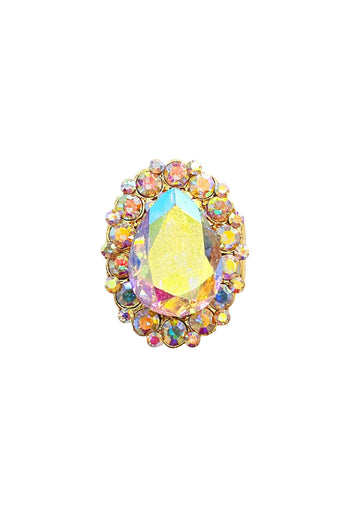 Anel Luz Divina dourado com pedras boreal