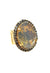 Anel Aurélia oval com pedra Opal e Black Diamond