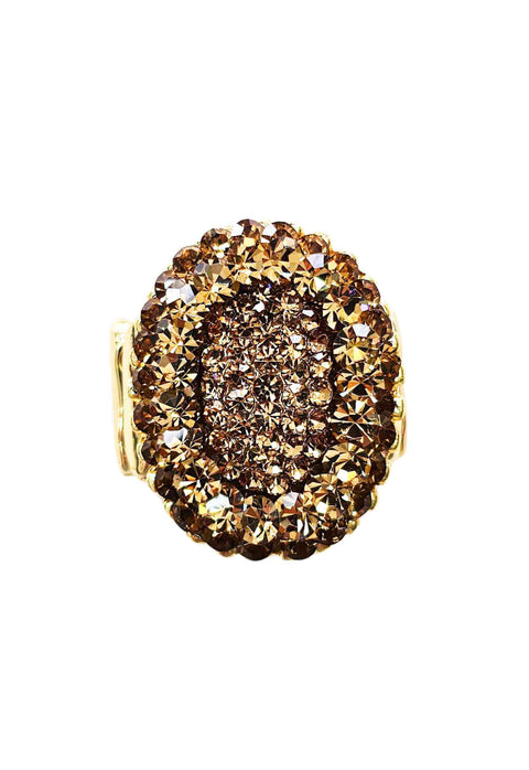 Anel Roseli oval com pedras light colorado topaz banhado no dourado
