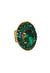 Anel Jadeíta: Elegante Oval com Pedras Verde Esmeralda no Ouro Velho | Sahara Acessórios