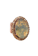 Anel Sineide oval com pedras pessego banhado no vintage