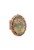 Anel Sineide oval com pedras pessego banhado no vintage