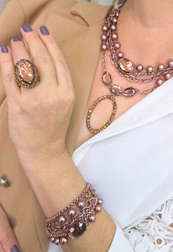 Anel Zuleide: Elegante Oval com Pedras Marrons no Vintage | Tendência da Estação