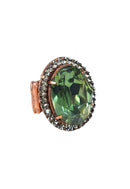 Anel Gonzalez oval de pedras verde e black diamond banhado no vintage