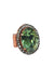 Anel Gonzalez oval de pedras verde e black diamond banhado no vintage