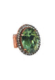 Anel Gonzalez oval de pedras verde e black diamond banhado no vintage