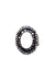 Anel Valquíria oval com pedra leitosa e strass hematite banhado no grafite