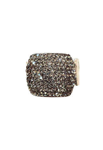 Anel Estela retangular com pedras black diamond banhado no prata