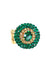 Anel Rubra: Redondo com Pedras Verde Esmeralda e Strass no Dourado | Design By Sahara