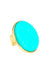 Maxi Anel Marlene: Metal Redondo Esmaltado Azul Turquesa no Dourado | By Sahara Acessórios