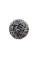 Anel Suelen redondo de strass hematite banhado no grafite