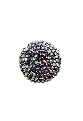 Anel Suelen redondo de strass hematite banhado no grafite