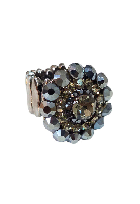 Anel Antares: Redondo Clássico com Pedras Hematite e Black Diamond no Grafite | Destaque no seu Look