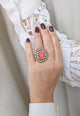 Anel Rania oval de pedra rose e strass pêssego banhado no vintage