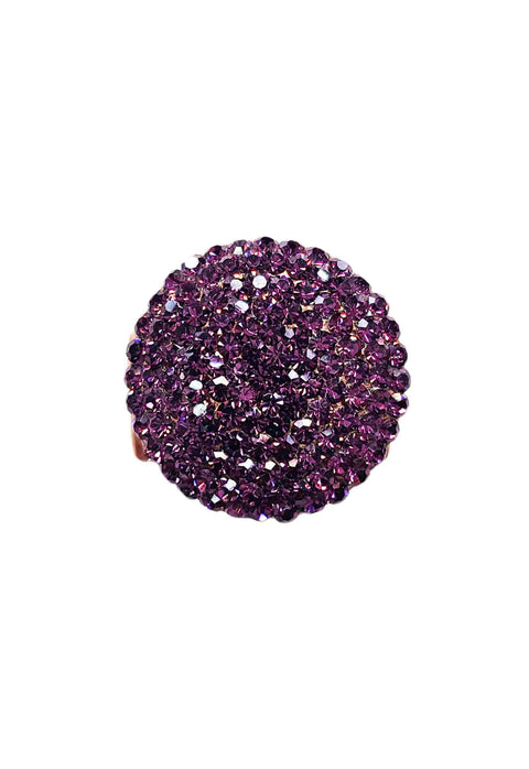 Anel Natalie redondo de pedras ametistas banhado no vintage