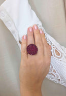 Anel Duna: Com Pedras Vermelhas Banhado no Vintage | Look Ousado e Atemporal