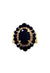 Anel Diamante Negro oval de pedras pretas banhado no dourado
