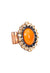 Anel Fascinação: Elegante Oval com Pedras Hematite e Laranja no Vintage | Acessório de Luxo