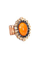 Anel Fascinação: Elegante Oval com Pedras Hematite e Laranja no Vintage | Acessório de Luxo