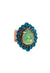 Anel Izaura oval com strass e gota verde banhado no vintage