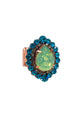 Anel Izaura oval com strass e gota verde banhado no vintage