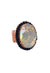 Anel Fortuna oval com strass jet e pedra central  acinzentada no banho vintage