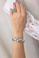 Bracelete Guiomar Silver: Moderno de Metal no Prata | Sahara Acessórios