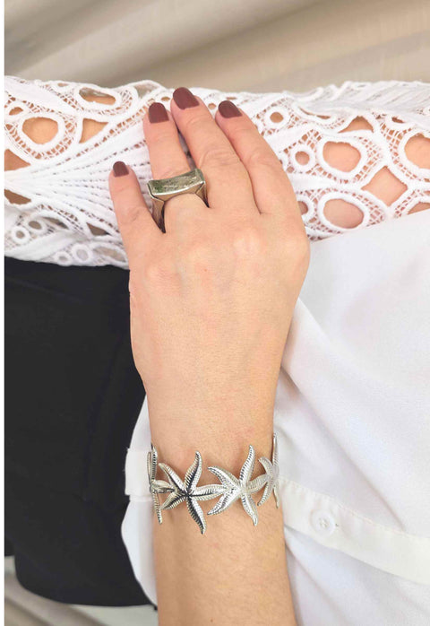 Bracelete Moema: Formato Estrela do Mar no Prata | Toque de Sofisticação