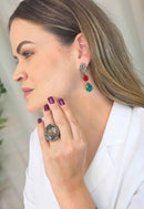 Brinco Flaviana: Comprido e Delicado de Gotas Coloridas no Ouro Velho | Seleção Especial da Dai