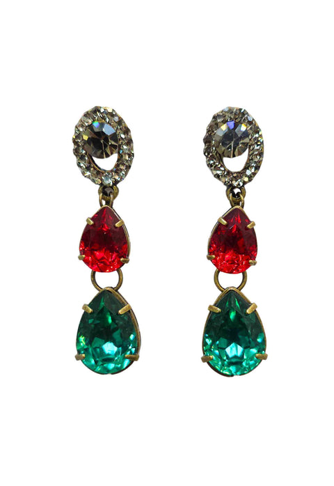 Brinco Flaviana: Comprido e Delicado de Gotas Coloridas no Ouro Velho | Seleção Especial da Dai