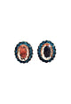 Brinco Paloma oval de pedra peach com azul banhado no vintage