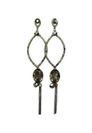 Maxi brinco Suelen de franjas com strass black diamond e hematite banhado no grafite