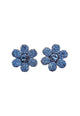 Brinco Avelina jeans de flor com strass azuis banhado no vintage
