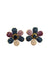 Brinco Liz colors com pingente de flor colorida banhado no ouro velho