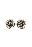 Brinco Aletéia de flor prata com strass hematite