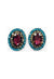 Brinco Sublime oval com pedras ametista, blue zircon e black diamond banhado no ouro velho